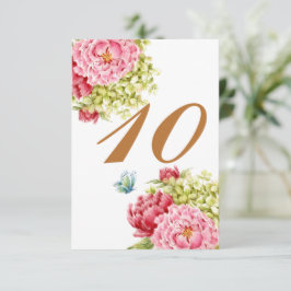 Pioenrozen en Hortensia Tafelkaart Nr 10 RSVP Kaartje