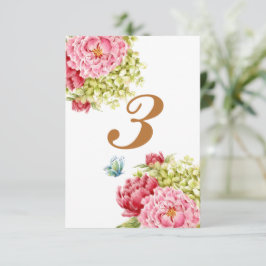 Pioenrozen en Hortensia Tafelkaart Nr 3 RSVP Kaartje