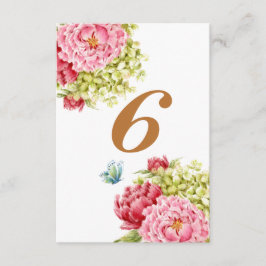 Pioenrozen en Hortensia Tafelkaart Nr 6 RSVP Kaartje