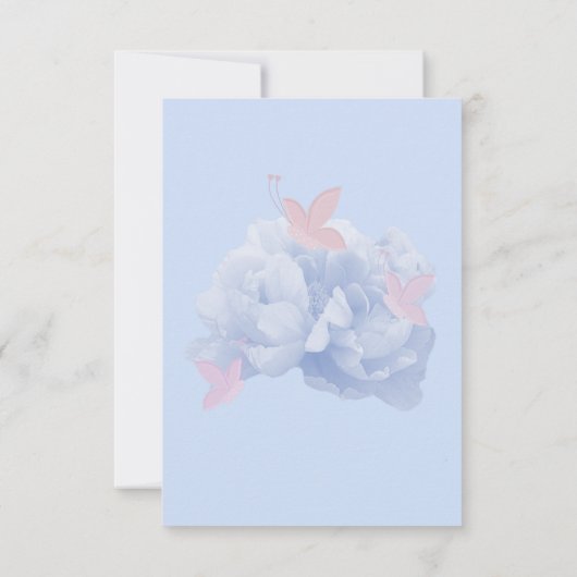 Pioenrozen en Vlinders Pastel Verjaardagsuitnodigi Kaart (Achterkant)