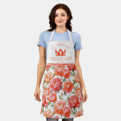 Pioenrozen Floral Roze Sinaasappel | Koningin van  Schort (Gedragen)