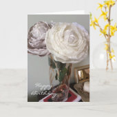 Pioenrozen in een Vaas Verjaardag Kaart (Gele Bloem)