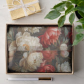 Pioenrozen in rood-wit decoupage tissuepapier (Geschenk)