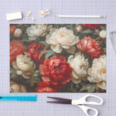 Pioenrozen in rood-wit decoupage tissuepapier (Craft)