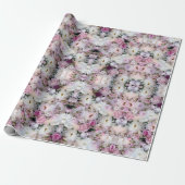 Pioenrozen & Kersenbloesems in Zachte Gradiënt Lux Cadeaupapier (Uitgerold)
