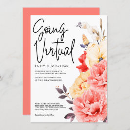 Pioenrozen Magnolia Waterverf Going Virtual Weddin Kaart