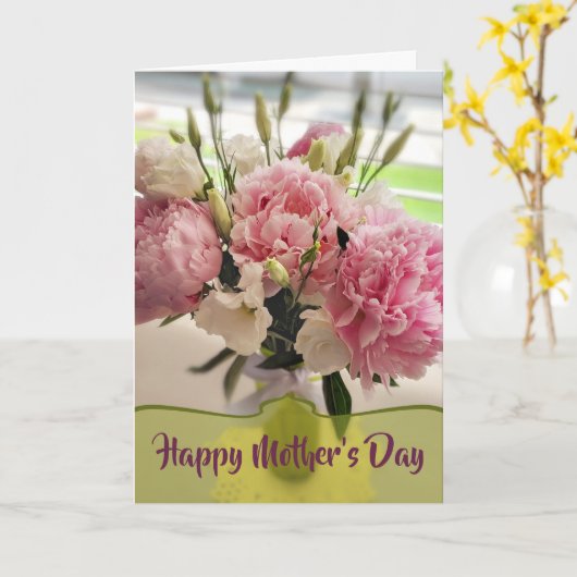 Pioenrozen Moederdag Bloemkaart Kaart (Gele Bloem)