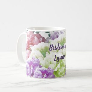 Pioenrozen Multicolor Bruidsmeisje Naam Koffiemok