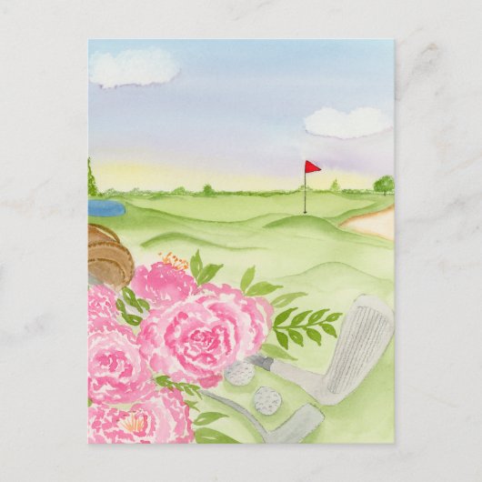 Pioenrozen op golfbaan briefkaart (Voorkant)
