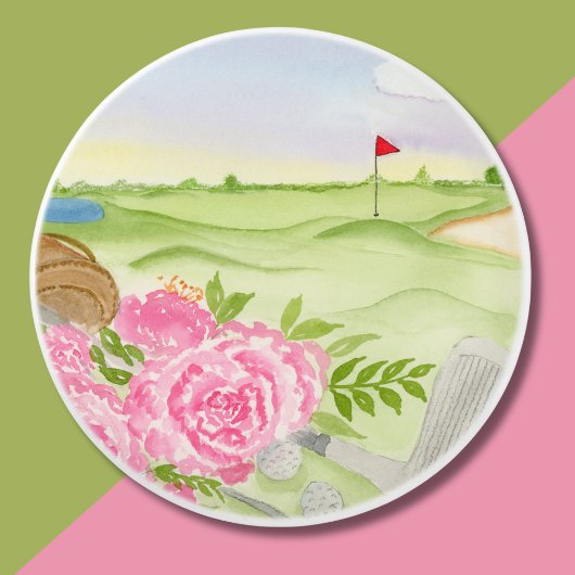 Pioenrozen op golfbaan keramische knop