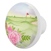 Pioenrozen op golfbaan keramische knop (Rechts)