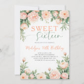 Pioenrozen Perzik Roze Bloemig Elegant Script Swee Kaart (Voorkant)