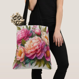 Pioenrozen Roze Bloemengrote Boodschappentas Tote Bag