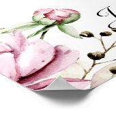 Pioenrozen Roze Bourgondië Bloem Bruiloftsshower P Poster (Hoek)