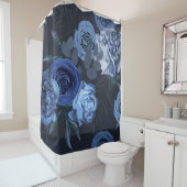 Pioenrozen Rozen: donkere bloemige Vintage. Douchegordijn (In situ)