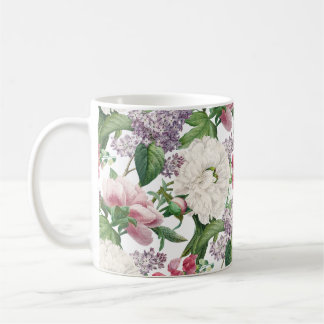Pioenrozen & Sering Bloementuin Watercolor Patroon Koffiemok