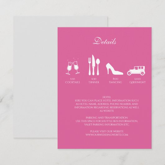 Pioenrozen Trouw DETAILS Uitnodiging (Voorkant / Achterkant)