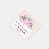 Pioenrozen Waterverf Roze Trouwfeest Servetten (Hoek)