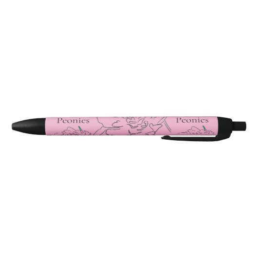 Pioenrozen Zwarte Inkt Pen (Bodem)