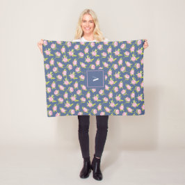 Pioenrozenpatroon met aangepaste naam fleece deken