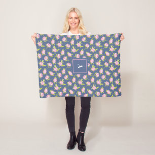 Pioenrozenpatroon met aangepaste naam fleece deken