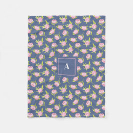 Pioenrozenpatroon met aangepaste naam fleece deken
