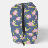 Pioenrozenpatroon met aangepaste naam toilettasje (Rechts)