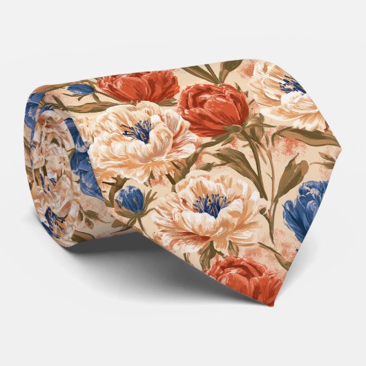 Pioenrozenprint bruidegom boho bruiloft stropdas (Opgerold)
