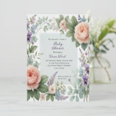 Pioletes en Violetes Baby shower Uitnodiging (Staand voorkant)