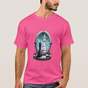 Pion Queen Schaakspeler Spiegelreflectie Potentie T-shirt