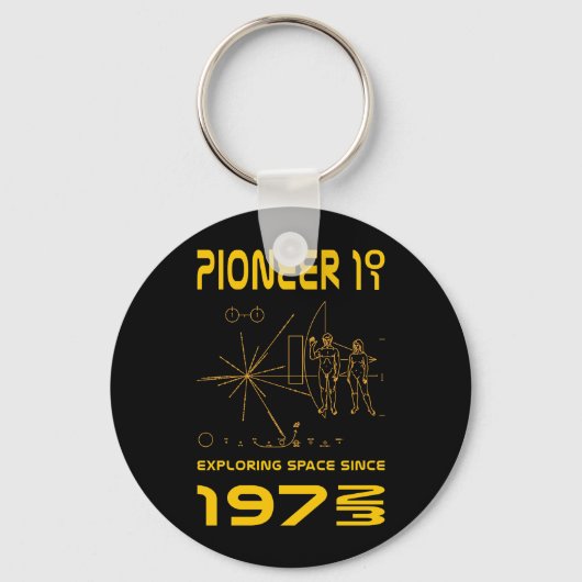 Pioneer 10 en 11 | Ruimtevaart 1972 & 1973 | goud Sleutelhanger (Voorkant)