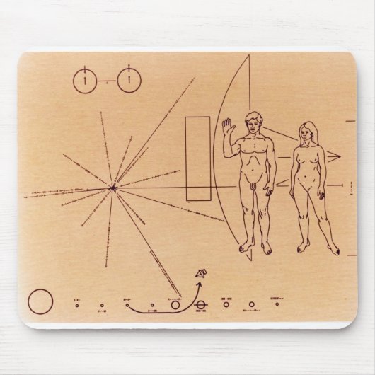 Pioneer 10-gegraveerd Goud-geanodiseerd Bord Muismat (Voorkant)