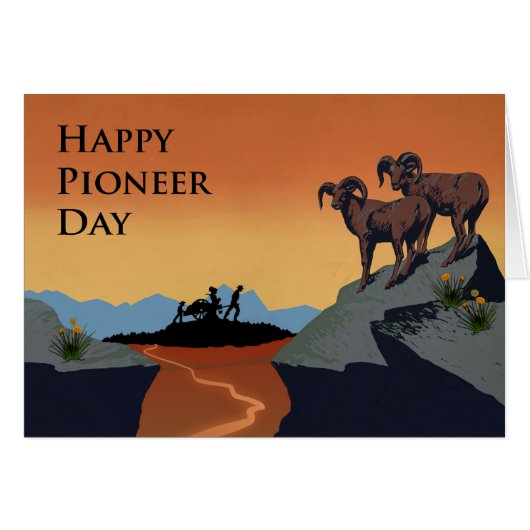 Pioneer Day, Handcart Pioneers Silhouette, Bighorn (Voorkant Horizontaal)