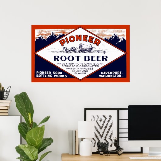  pioneer roet beer soda-reclame poster (Thuiskantoor)