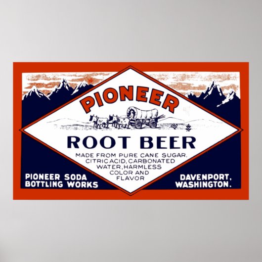  pioneer roet beer soda-reclame poster (Voorkant)