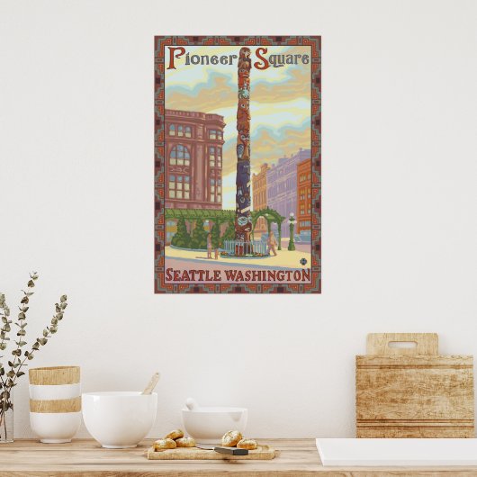 Pioneer Square - Seattle, WA Totem Poster (Keuken)