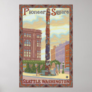 Pioneer Square - Seattle, WA Totem Poster
