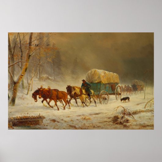 Pioneers die een sneeuwStorm die naar het Poster v (Voorkant)