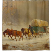 Pioneers die een sneeuwStorm naar huis brengen Douchegordijn (Voorkant)