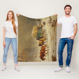 Pioneers die een sneeuwStorm naar huis brengen Fleece Deken