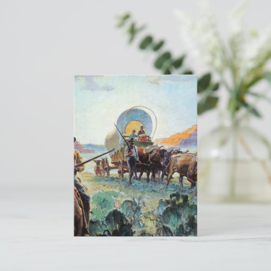"Pioneers" Western Art by Herbert M Stoops Briefkaart (Staand voorkant)