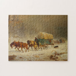 Pioniers trotseren een sneeuwstorm op weg naar hui legpuzzel