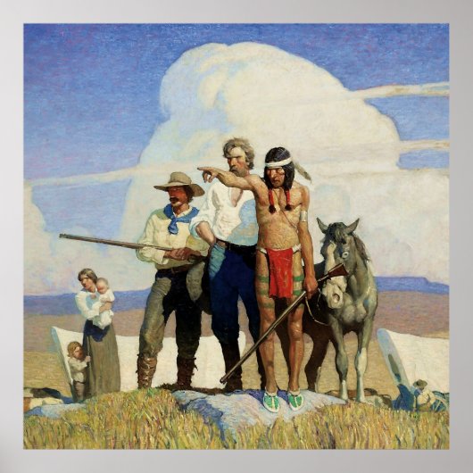 Pioniers Westerse Kunst door NC Wyeth Poster (Voorkant)