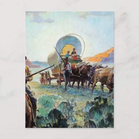 “Pioniers” Westerse kunst van Herbert M Stoops Briefkaart (Voorkant)