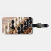 Pionnen op schaakbord bagagelabel (Achterkant horizontaal)
