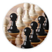 Pionnen op Schaakbord Keramische Knop (Voorkant)