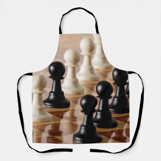 Pionnen op schaakbord schort (Voorkant)