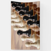Pionnen op schaakbord spandoek (Verticaal)