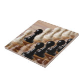 Pionnen op schaakbord tegeltje (Zijkant)