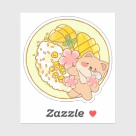 Piou de Shiba: Kawaii Mango Kleefrijst Feest Sticker